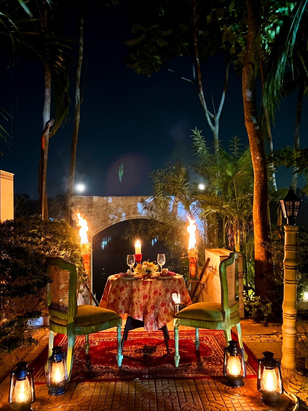 Candlelight setup at the private jetty